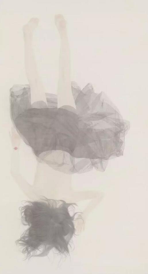 徐华翎《若轻》之三 绢本 水色 240×130cm 2015