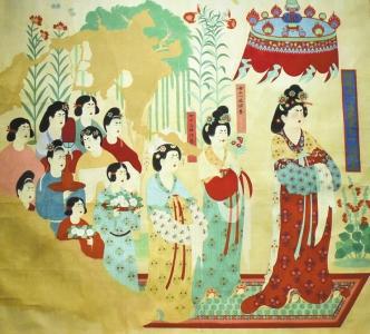 《都督夫人礼佛图》引领唐妆时尚。(摄影:吕甲)
