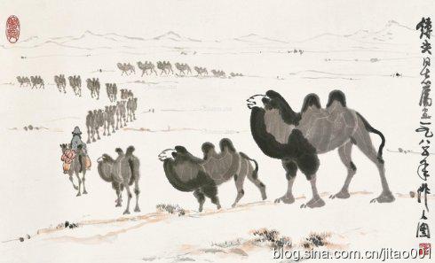 国画《骆驼图》34×85.5cm 1994嘉德首拍 9.24万元成交