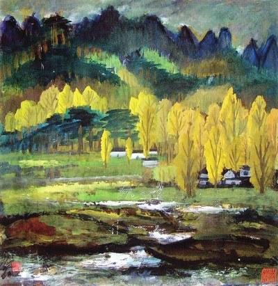     林风眠捐赠给上海中国画院的作品《黄枫》，创作于20世纪50年代。(资料照片)