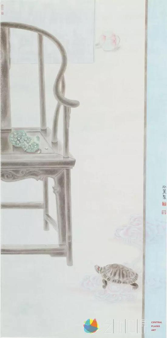 张玲丽《画屏系列》NO.2 纸本130cmx64cm（2013年创作）