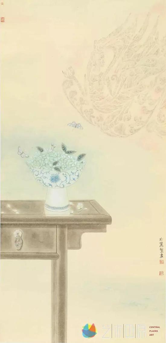 张玲丽《画屏系列》NO1 纸本130cmx64cm（2013年创作）