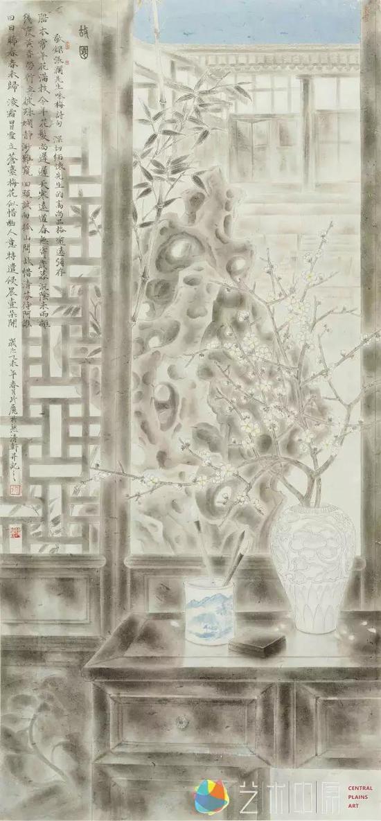 张玲丽《故园》纸本 166cmx77cm（2015年创作）