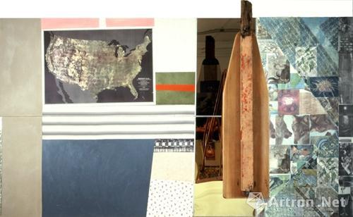 Green Gauge ��Spread����Pace��Sculpture��solvent transfer�� acrylic and collage on wood with ironing board 188.0 �� 338.5 �� 77.5 �ߴ磨���ף�&nbsp; ����
