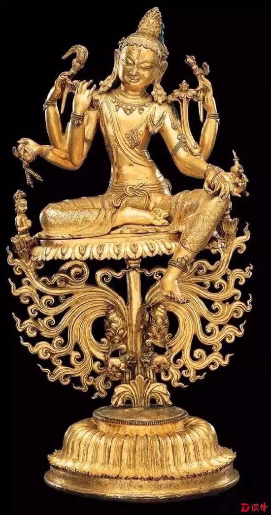 16世纪尼泊尔王朝 镀金铜合金 像高 27.9 cm 美国亚洲协会博物馆收藏