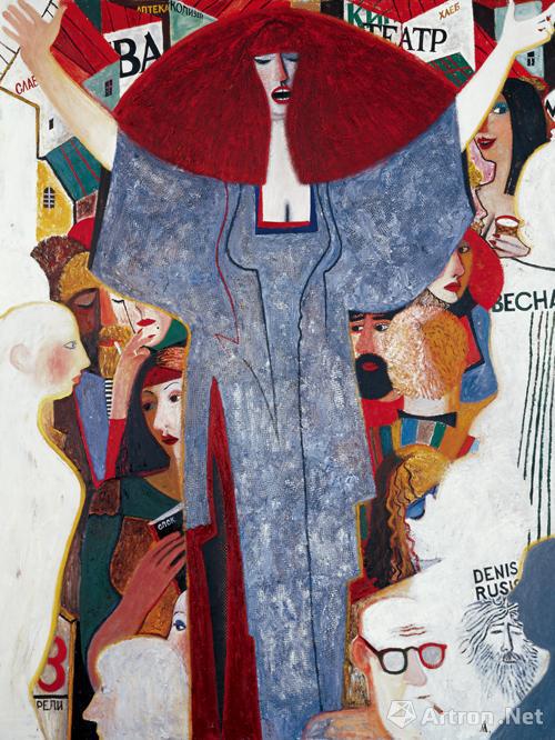 鲁本尼科夫|俄罗斯 《女歌唱家》布面油画 162*123cm 1981年