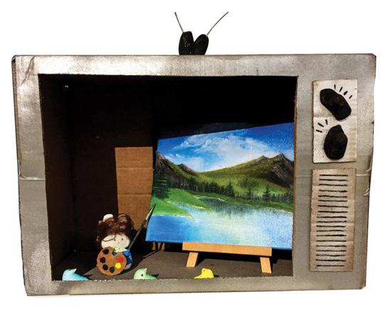 Carol Lee,Anna Mayer,以及Nadja Cherbubet的“Bob Ross‘ Happy Little Peeps“, 摄影:Darrow Montgomery。 图片:致谢Washington City Paper