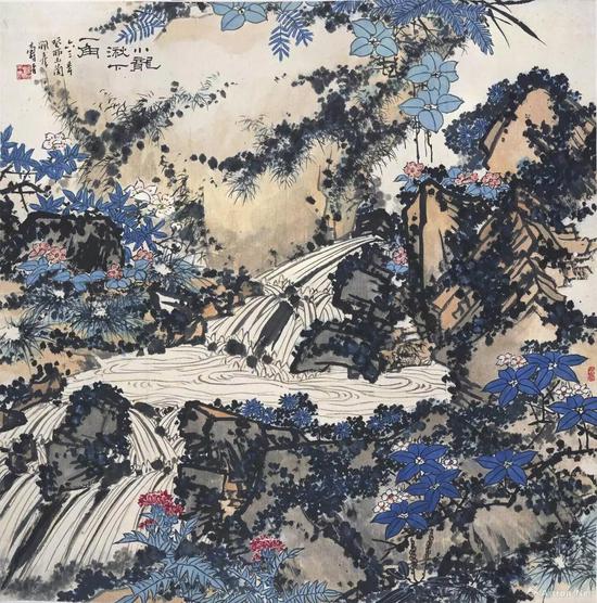 小龙湫下一角图 中国画 107.8×107.5cm 1963年