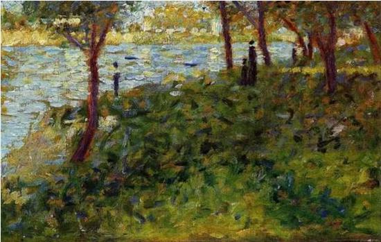 Landscape With Figure。 Study For ‘La Grande Jatte’，1884-85