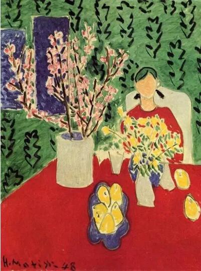 Plum Blossoms， Green Background，1948