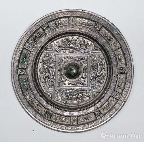 隋代 四神十二生肖铭文镜  直径21.5厘米