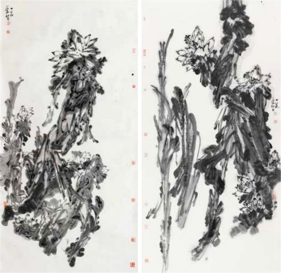 《金莲涌韵-1》240cm×120cm×2  2013年