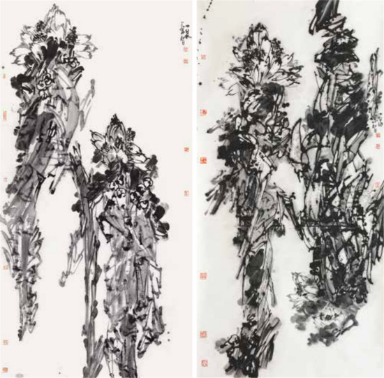 《金莲涌韵-2》  240cm×120cm×2  2013年