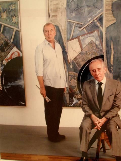 利奥·卡斯蒂里与他运营的艺术大师贾斯伯·琼斯。利奥·卡斯蒂里（Leo Castelli 1908~1999）是目前世界上最有影响力的当代艺术画商。