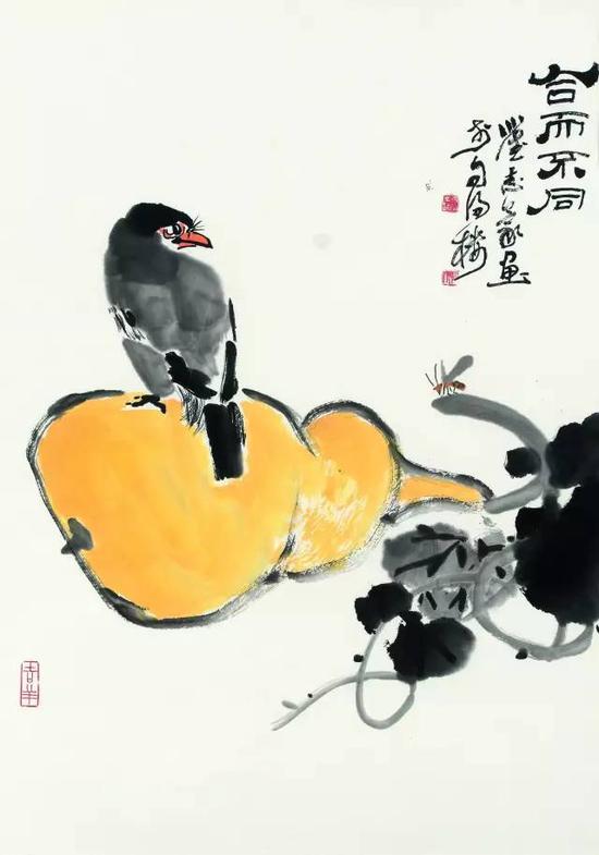 《葫芦小鸟》 瞿志豪 国画40cm×58cm