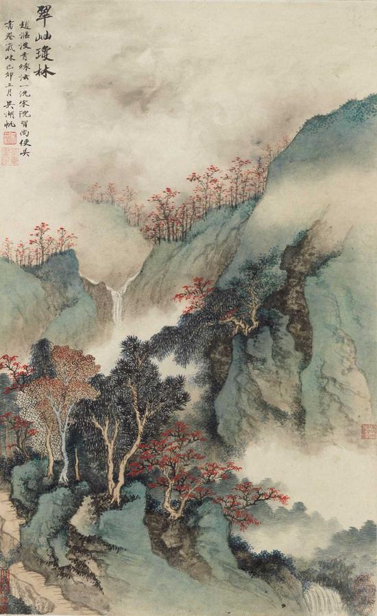 LOT 0818 吴湖帆 翠岫琼林
1939年作  纸本镜心
59×36 cm