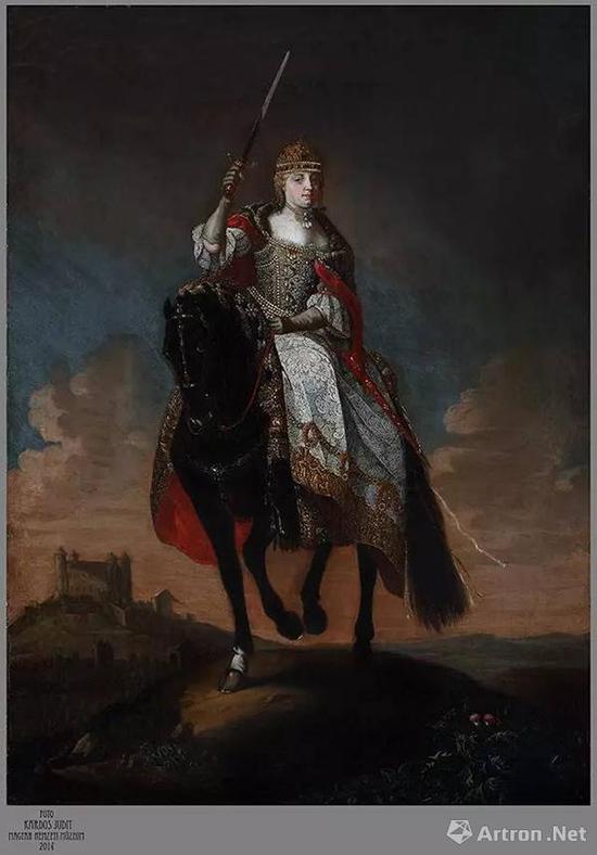 玛丽娅·特蕾莎在加冕之山上 　奥古斯特·奎尔福尔特（1696-1761）

　　18世纪中期

　　布面油画

　　59厘米×46.5厘米×8厘米

　　匈牙利国家博物馆藏