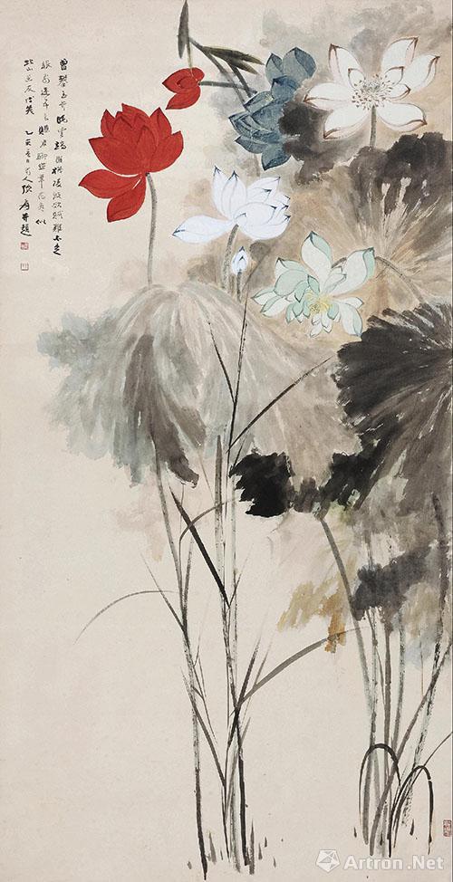 张大千《五色荷花》 成交价:3220万元