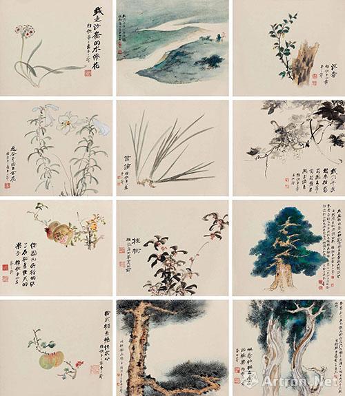 张大千《雅歌·香草嘉果良木册》 成交价:3300万元