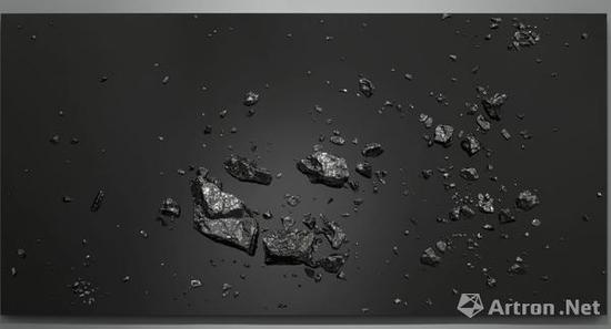 展望，《小宇宙不锈钢系列3号》，2016，长征空间展位；　不锈钢黑钛板、不锈钢、少量综合材料，200 x 100 x 23 cm
