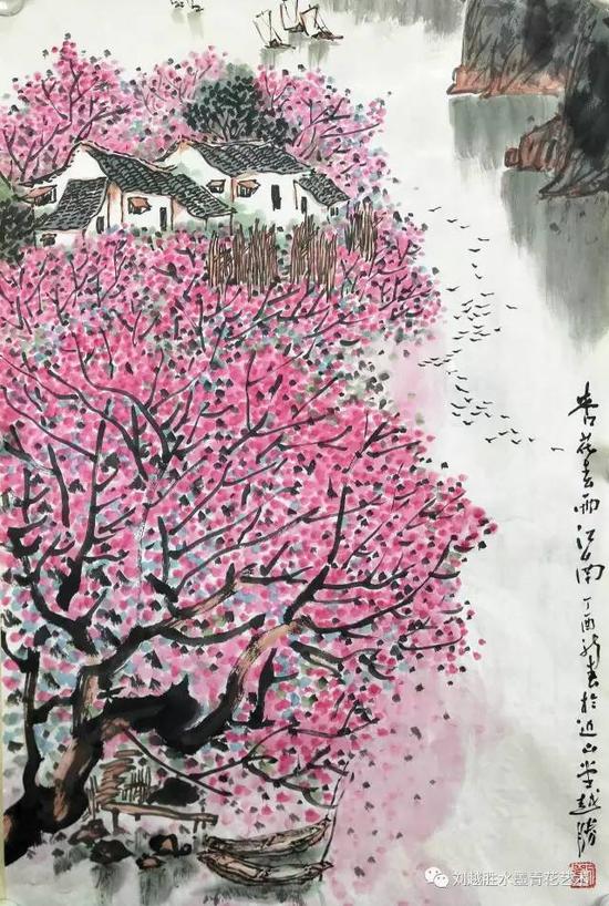 中国画《杏花春雨江南》45cmX66cm 作者：刘越胜