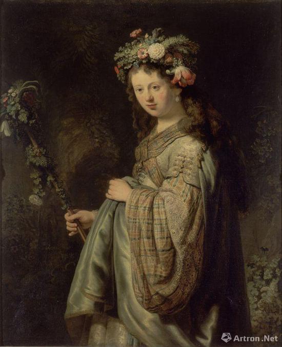 伦勃朗《扮作花神的萨斯琪亚》 1634年