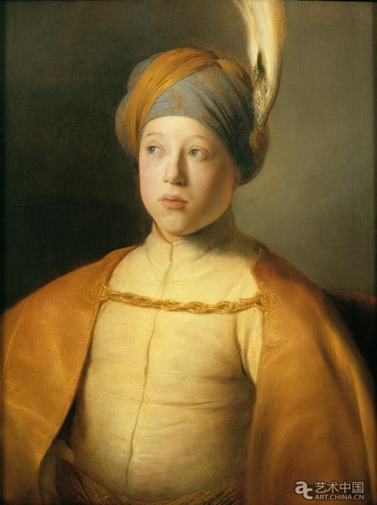 扬·利文斯 (1607-1674) 《身着斗篷和头巾的男孩(巴拉丁的鲁伯特王子肖像)》1631年 木板油画 66.7×51.8厘米