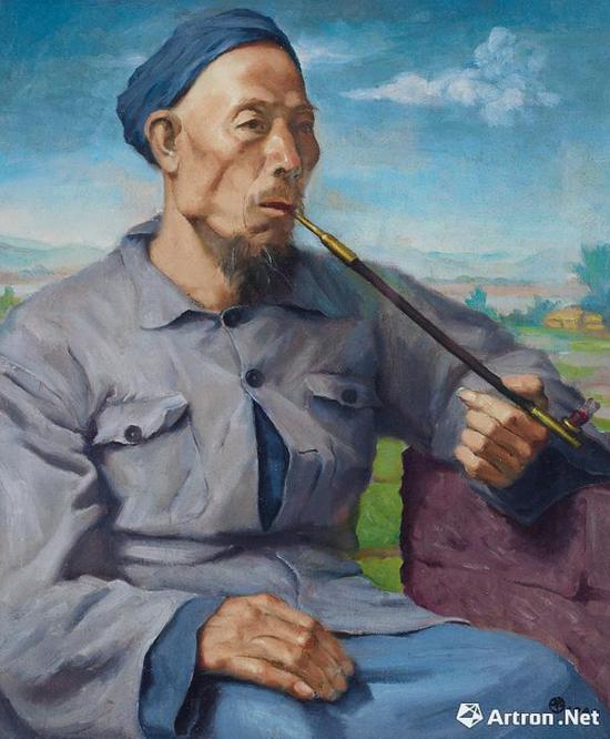 杨立光 抽烟的人 布面 油画 46×38cm 1940年作 成交价:78.2万元