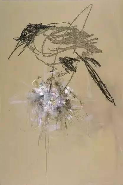 叶永青,《花·鸟》,布面丙烯,300 × 200cm,2010年