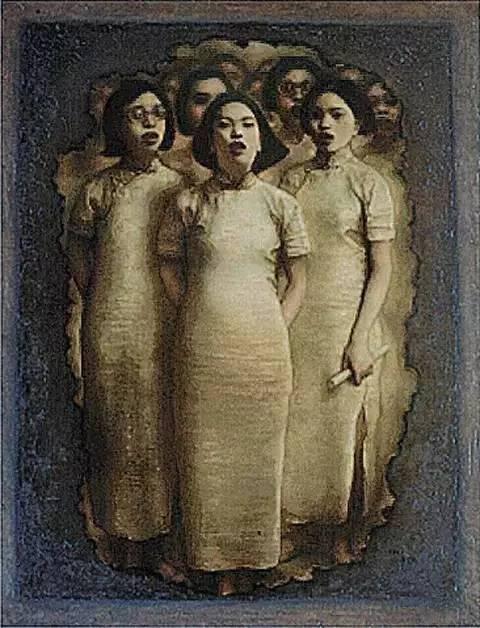 庞茂琨,穿越时间的呐喊,布面油画,150×115cm ,1999