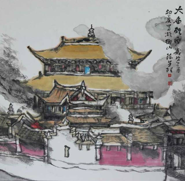 《大庙雄风》50×50cm 2017年