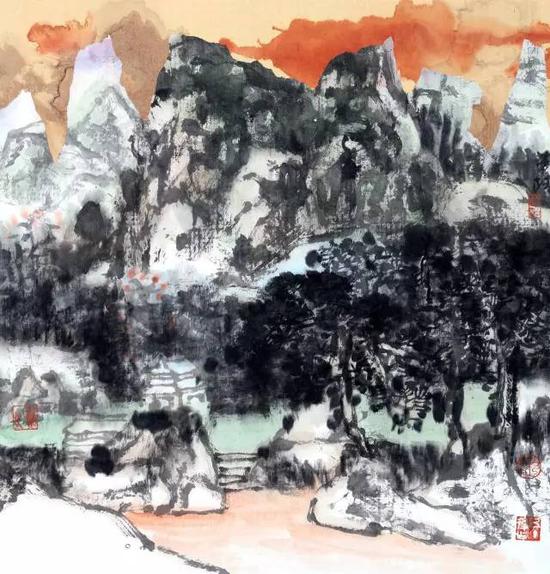 《鹤岭春韵》68×68cm 2016年