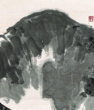 牛身大笔用墨,而留以空白,实中有虚,实而不塞。