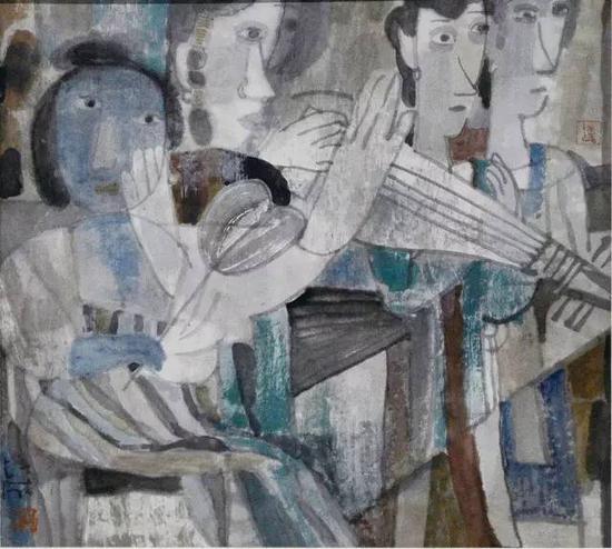 国画参展作品:《宫女》 张培成 47X47CM 纸本水墨 2010年