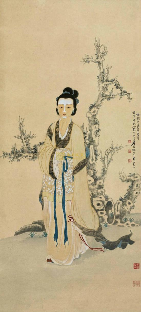 张大千 仿钱选仕女图  1939年