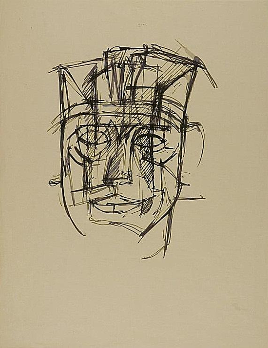 贾科梅蒂 Alberto Giacometti - 法老头像手稿