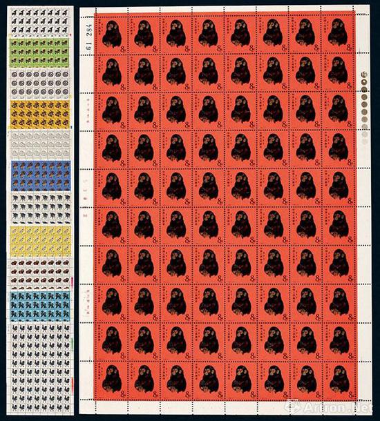 ★?T46至T159第一轮生肖邮票八十枚全张十二全 成交价：RMB 1,437,500