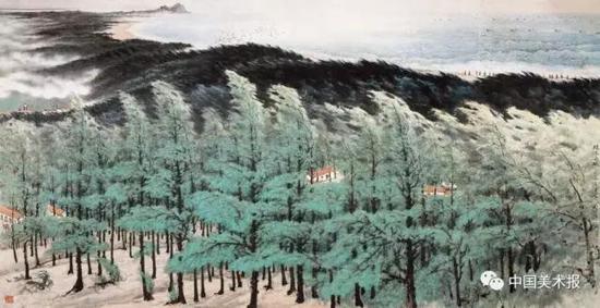 绿色长城 关山月 中国画 144.5×251cm 1973年 中国美术馆藏