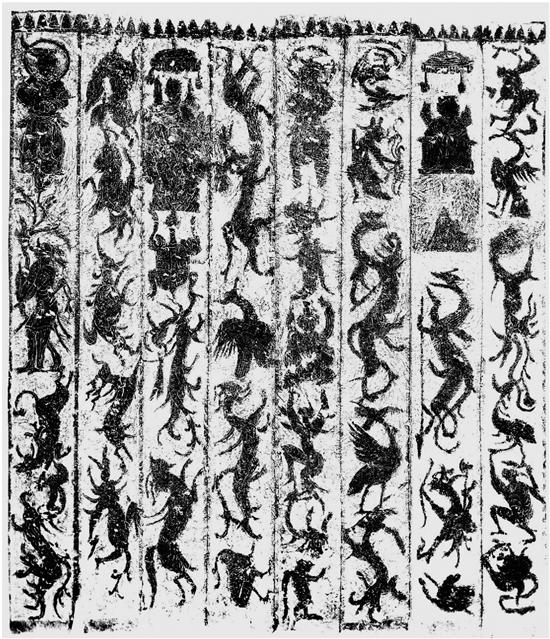 沂南北寨村墓中室八角立柱画像 107×27cm 沂南汉墓博物馆