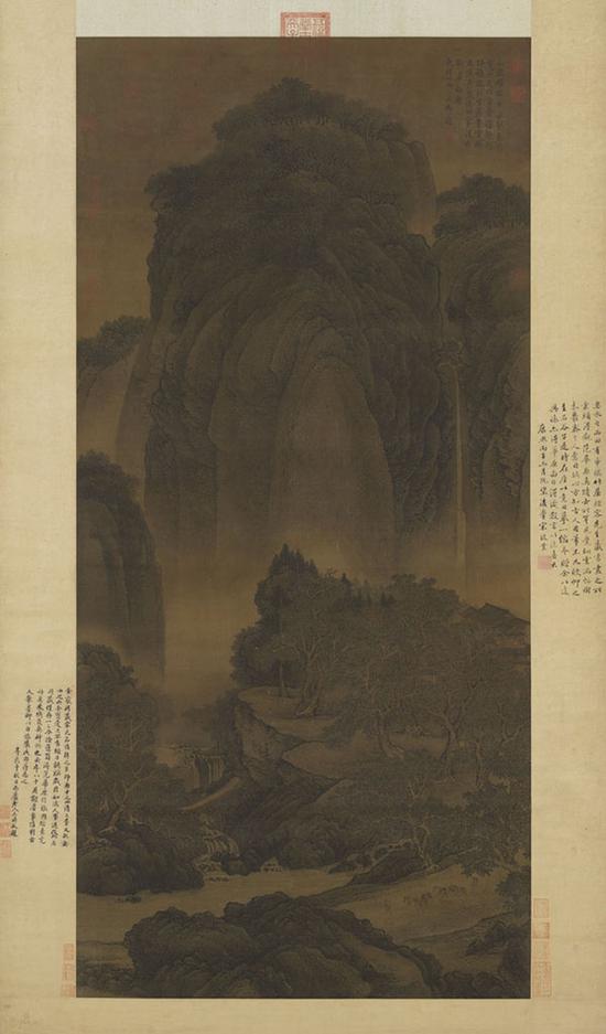 （传）宋 范宽 行旅图 轴 155.3x74.4cm，疑为清代王翚仿本