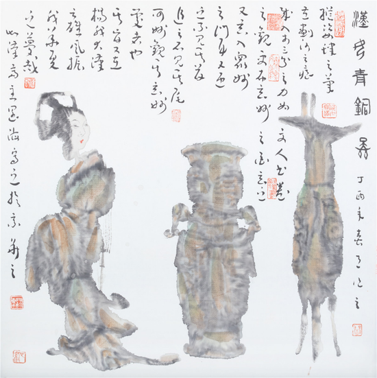 《汉宫青铜图》 69X69cm