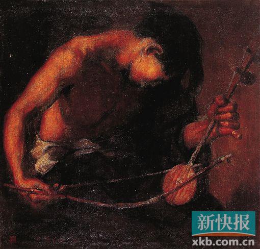 作品赏析 余本《奏出人间的辛酸》 ●布面油彩，1930年， 中国美术馆藏 画家以写实的手法，塑造了一位海外华工动人的形象——他裸露着健壮而又疲惫的胳膊，粗糙的手指紧紧压在二胡的琴弦上，用整个身心在拉着琴，奏出如泣如诉的琴声。褐色的画面深沉雄伟，有一股摄人心魄的力量。