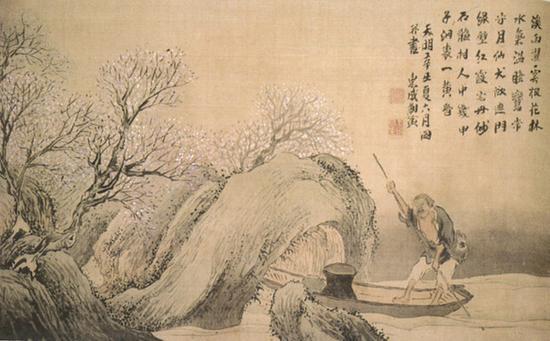与谢芜村,《武陵桃源图》,1781,京都角屋藏。图片来源:高居翰,《诗之旅》