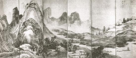 与謝蕪村,《仿王蒙山水》,1760,京都国立博物馆。图片来源:高居翰,《诗之旅》