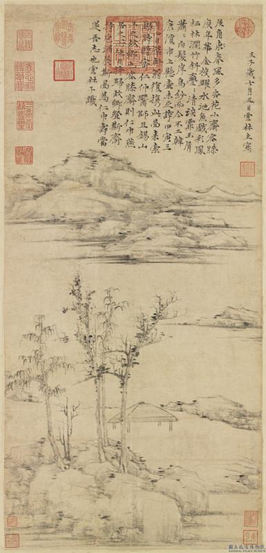 倪瓒,《容膝斋》。图片来源:台北故宫官网,典藏号故-画-000299-00000