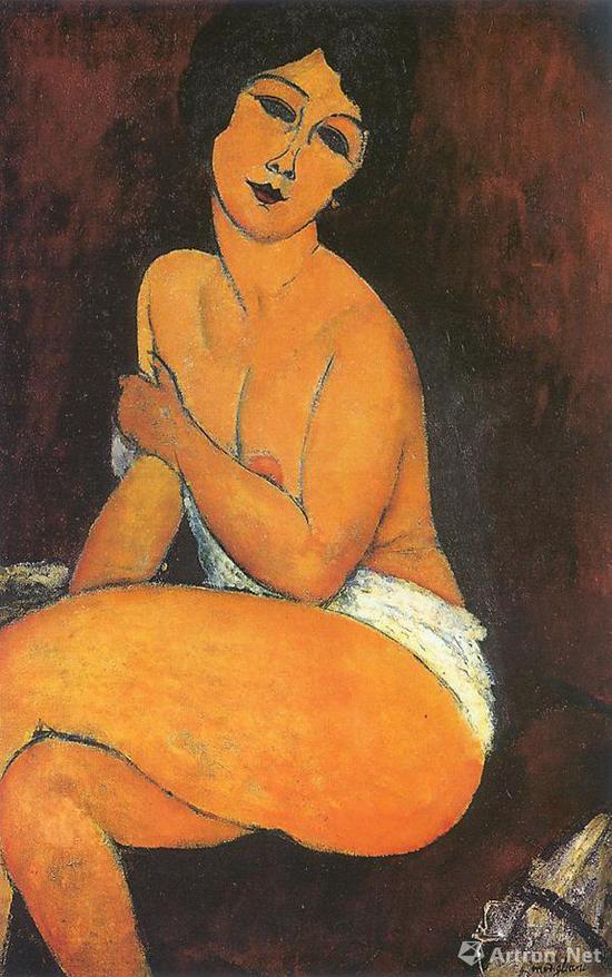 Seated Nude on Divan, 1917，现存于私人收藏