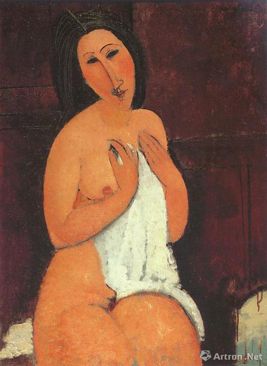 Seated Nude, 1917，现藏于法国维勒讷沃现代艺术博物馆