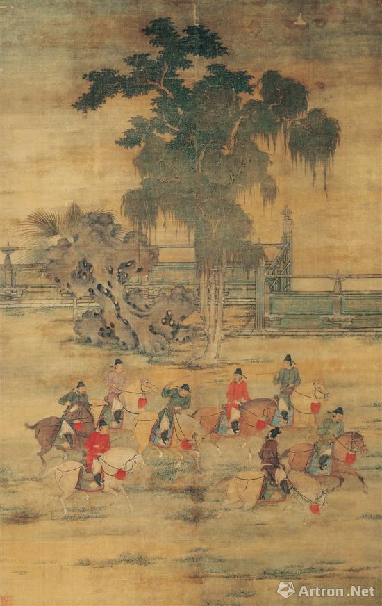 五代梁 赵喦 八达春游图 绢本设色 161.9×102cm 台北故宫博物院藏