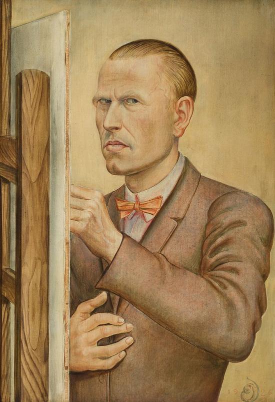 《画架旁的奥托·迪克斯自画像》（Otto Dix Self-Portrait with Easel），奥托·迪克斯，1926年