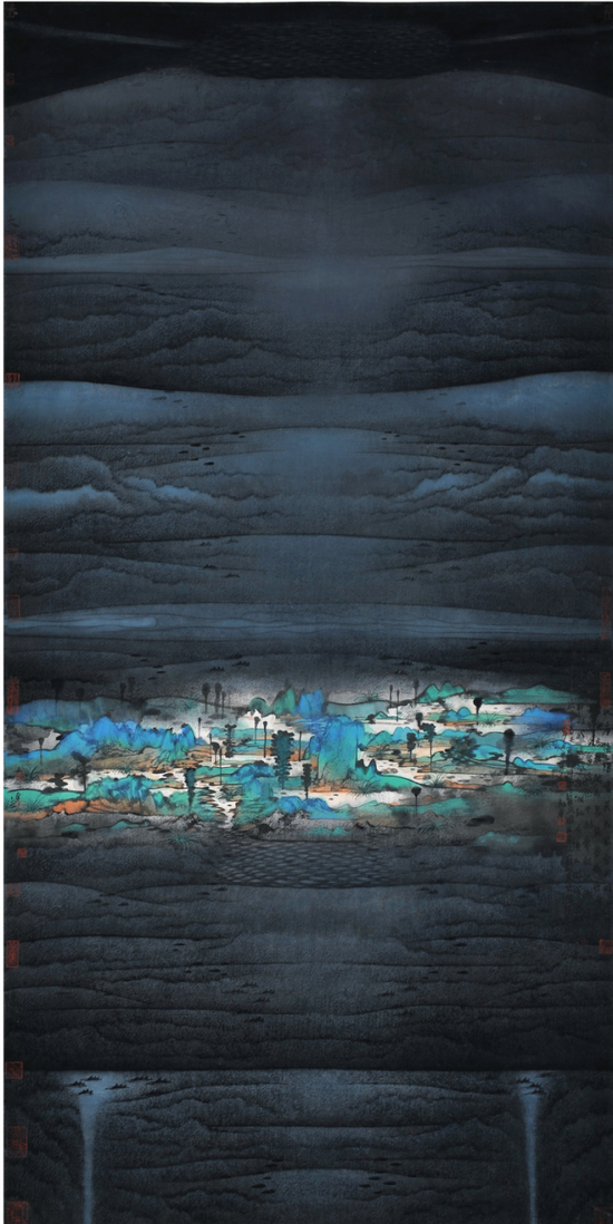 《天地大美心驰神往笔遂墨顺》 136×68cm